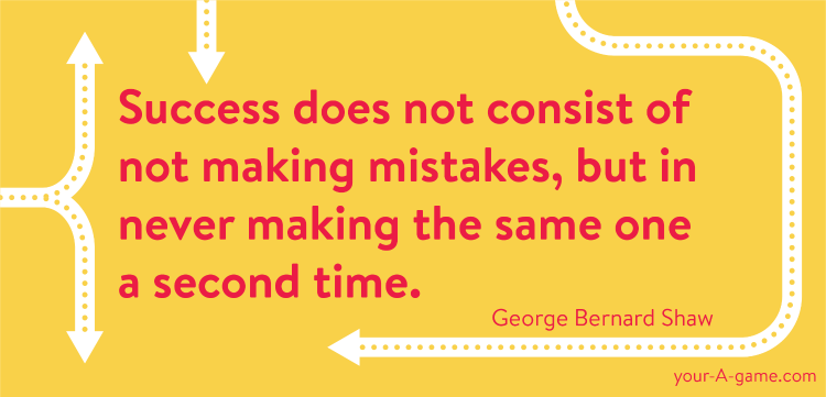 Success does not consist of not making mistakes, but in never making the same one a second time. — George Bernard Shaw